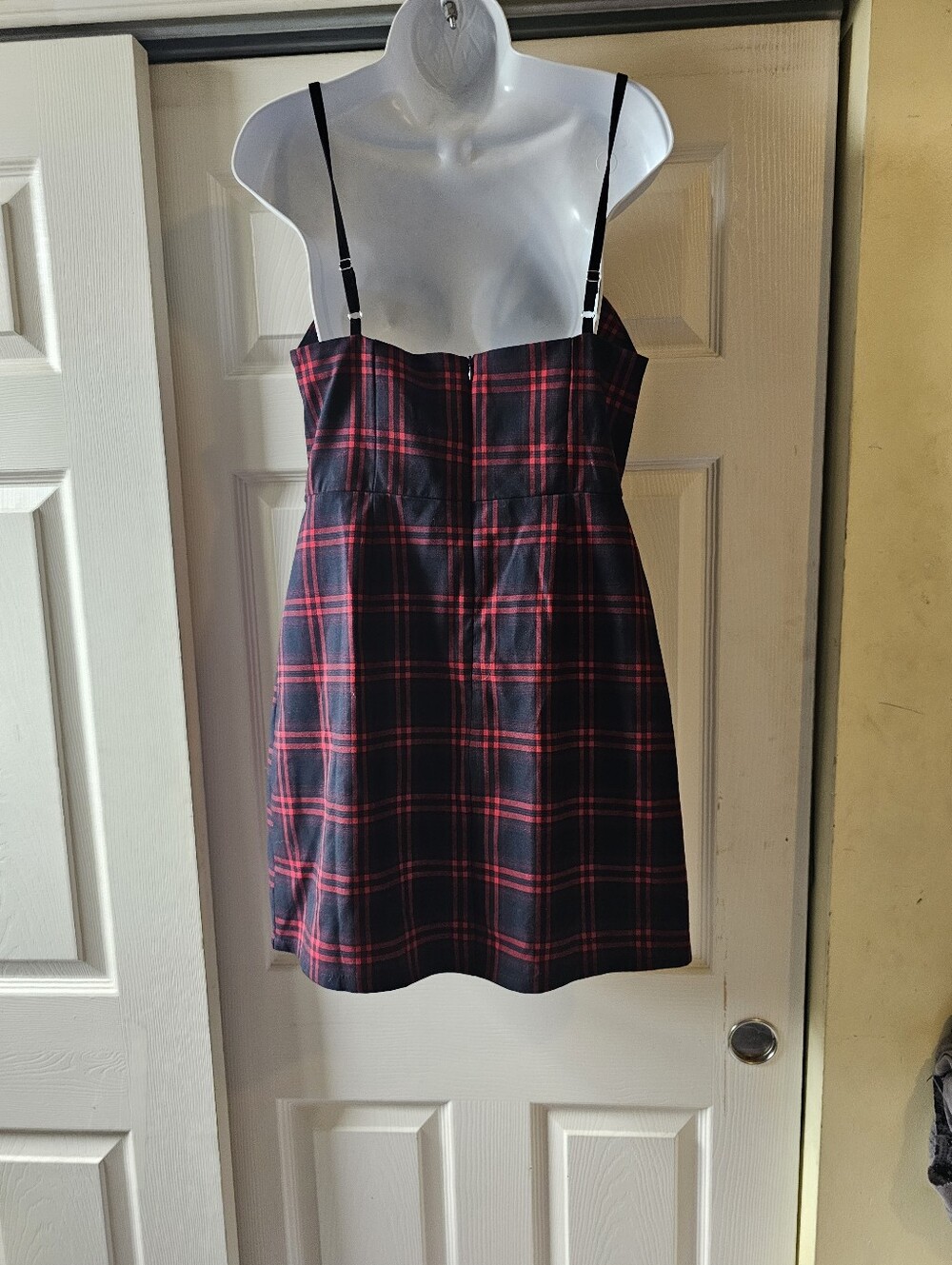 Avec Les Filles Size 8 Red Black Plaid Bustier Mini Dress with Bow - Picture 4 of 16